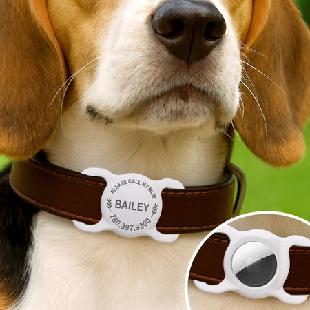 Custom AirTag Pet Collar Holder with Name & Phone Number – Personalized Dog Tag for Safety & Style
